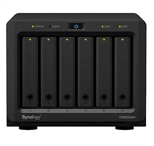 Synology DiskStation DS620slim iSCSI NAS Server with Intel Celeron Up to 2.5GHz CPU, 6GB Memory, 1TB (2 x 500GB) SSD Storage, DSM Operating System