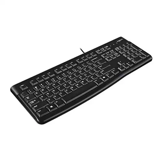 Logitech K120 Wired Keyboard for Windows, Plug and Play, Full-Size, Spill-Resistant, Curved Space Bar, Compatible with PC, Laptop - Black