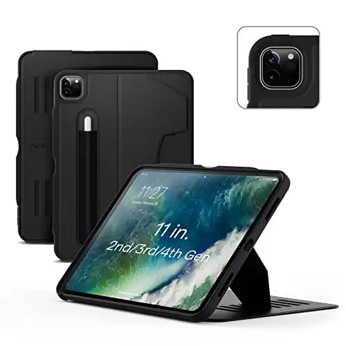 ZUGU Case for iPad Pro 11 inch (1st, 2nd, 3rd & 4th Gen) 2018/2020/2021/2022 - Slim Protective Case - Wireless Apple Pencil Charging - Convenient Magnetic Stand & Sleep/ Wake Cover - Stealth B...