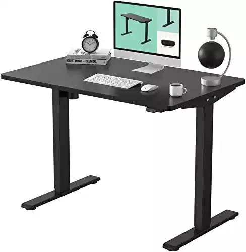 FLEXISPOT EC1 Standing Desk 48 x 30 Inches Height Adjustable Desk Electric Sit Stand Desk Home Office Desks Whole Piece Desk Board (Black Frame + Black top,2 Packages)