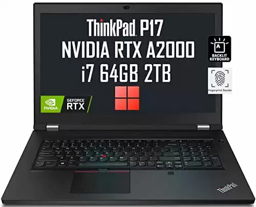 2022 Lenovo ThinkPad P17 Gen 2 17.3" FHD (Intel 8-Core i7-11800H, 64GB RAM, 2TB PCIe SSD, RTX A2000 4GB Graphics) IPS Mobile Workstation Laptop, 2 x Thunderbolt 4, Backlit KB, Fingerprint, Win 11...