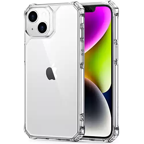 ESR Air Armor Case, Compatible with iPhone 13 Case/iPhone 14 Case, Military-Grade Protection, Shockproof Air-Guard Corners, Yellowing Resistant, Hard Acrylic Back, Scratch Resistant, Clear