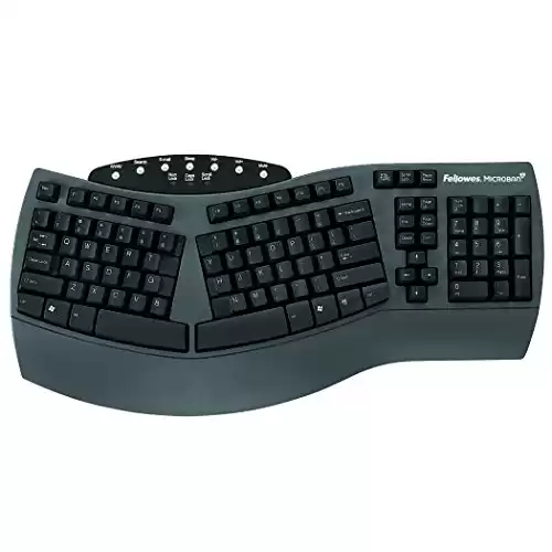 Fellowes Microban Split Design Wired Keyboard, Dark Gray - FEL9891503
