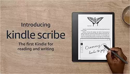 Introducing Kindle Scribe (16 GB), the first Kindle for reading and writing, with a 10.2” 300 ppi Paperwhite display, includes Basic Pen