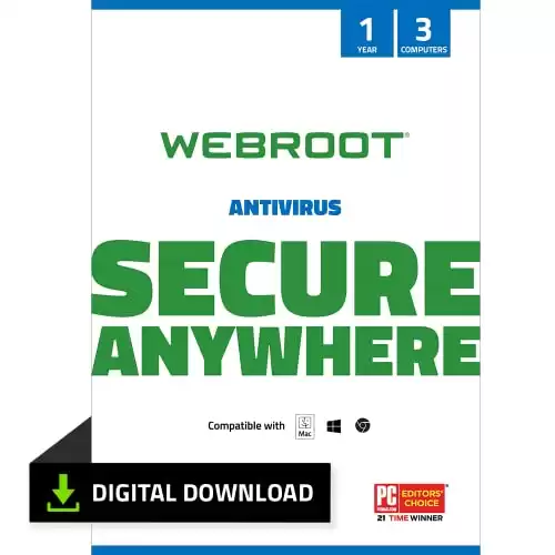 Webroot Antivirus Software 2023 | 3 Device | 1 Year Download for PC/Mac
