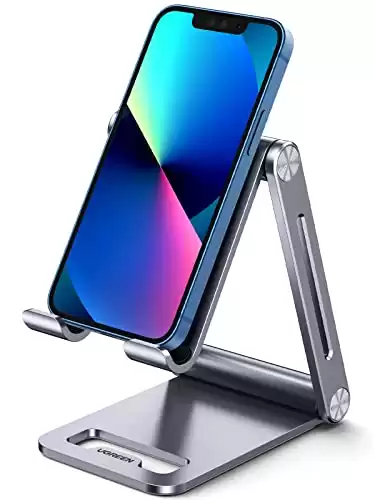 UGREEN Adjustable Phone Stand, Portable Cell Phone Stand for Desk, Aluminum Metal Phone Holder, Compatible with iPhone 14/13/12/11 X Xr Pro Max, Google Pixel, Samsung Galaxy S, Space Grey