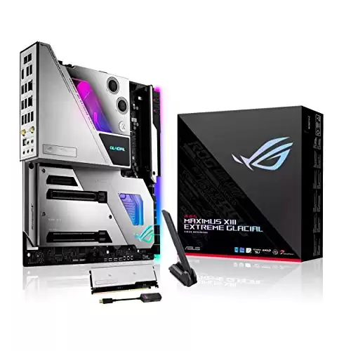 Asus ROG Maximus XIII Extreme Glacial (WiFi 6E) Z590 LGA 1200(Intel® 11th) EATX gaming motherboard (PCIe 4.0,18+2 power stages,integrated EK water block, 5xM.2 slots, 2xThunderbolt™ 4, 10 & 2.5...