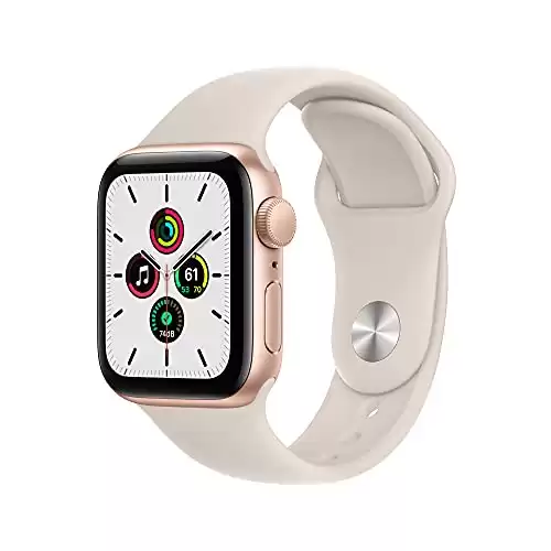 Apple Watch SE (Gen 1) [GPS 40mm] Smart Watch w/ Gold Aluminium Case with Starlight Sport Band. Fitness & Activity Tracker, Heart Rate Monitor, Retina Display, Water Resistant