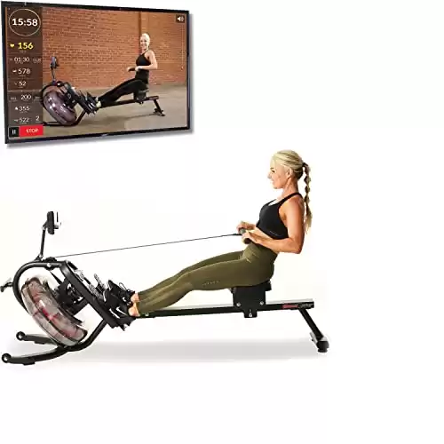 Fitness Reality 3000WR Bluetooth Water Rower Rowing Machine with HIIT Workout, Black