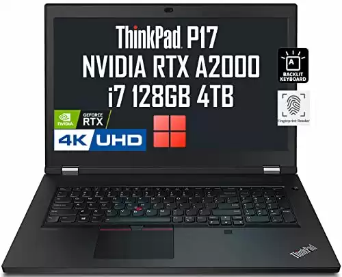 2022 ThinkPad P17 Gen 2 17.3" 4K UHD (Intel 8-Core i7-11800H, 128GB RAM, 4TB PCIe SSD, RTX A2000 4GB Graphics) IPS Mobile Workstation Laptop, 2 x Thunderbolt 4, Backlit KB, Fingerprint, Win 11 Pr...