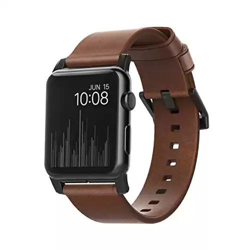 Nomad Modern Band for Apple Watch 44mm/42mm | Rustic Brown Horween Leather | Black Hardware