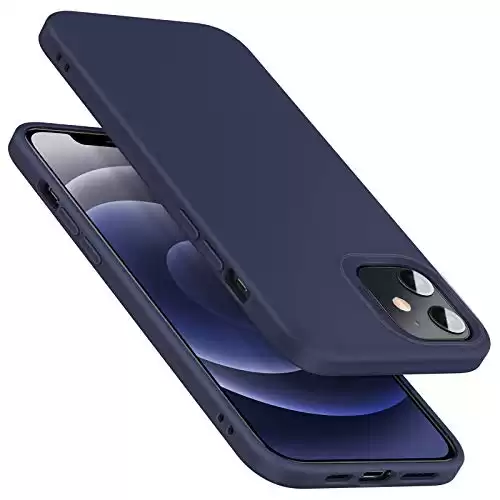 ESR Premium Silicone Designed for iPhone 12 Case and iPhone 12 Pro Case, Shockproof Liquid Silicone Case (2020) [Soft Touch Gel Rubber] [Full-Body Protection] [Microfiber Lining], 6.1" - Navy Blu...