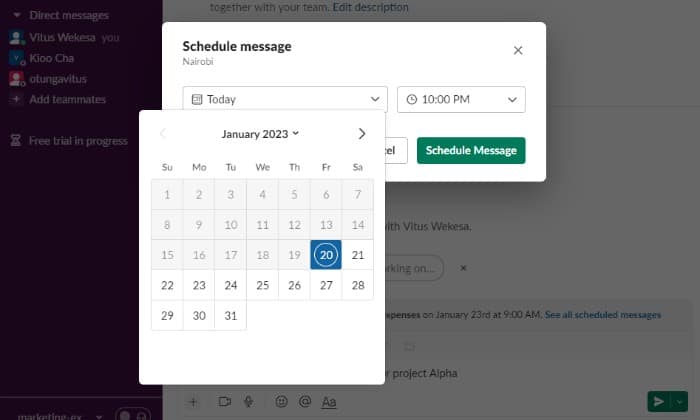 How to schedule a Slack message