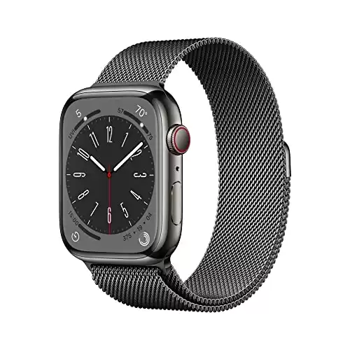 Apple Watch Series 8 [GPS + Cellular 45mm] Smart Watch w/ Graphite Stainless Steel Case w/ Graphite Milanese Loop. Fitness Tracker, Blood Oxygen & ECG Apps, Always-On Retina Display, Water Resista...