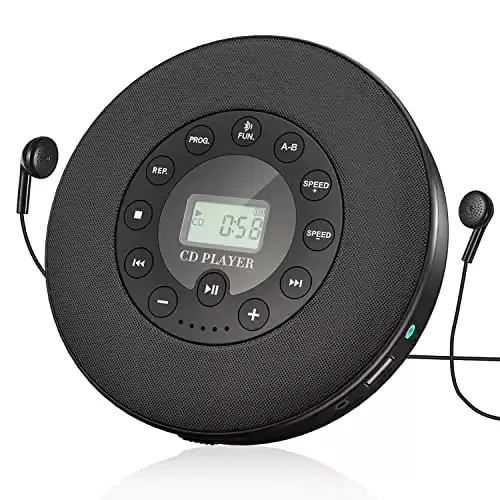Rechargeable Portable Bluetooth CD Player,Lukasa CD Player Portable,Compact Music CD Disc Player for Car/Travel, Home Audio Boombox with Stereo Speaker & LCD Display,Support CD USB AUX Input,2000m...