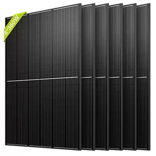Newpowa 9BB 6X360W 24V Solar Panel 2160Watt Monocrystalline Kit, High-Efficiency Mono Cells 24V Off-Grid Charge System for House Rooftop Residential Commercial House RV Marine Boat Shed Farm(360W6PCS)
