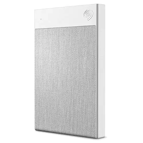 Seagate Backup Plus Ultra Touch HDD 2TB External Hard Drive – White USB-C USB 3.0, 1yr Mylio Create, 4 month Adobe Creative Cloud Photography plan and Rescue Services (STHH2000402)