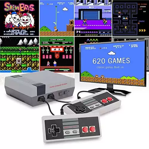 Classic Game Consoles,Retro Game Console ,with 620 Built in Games with 2 NES Classic Controllers, Old School Video Games System for Kids, Birthday Gift Happy Childhood Memoriess, AV Output ONLY.