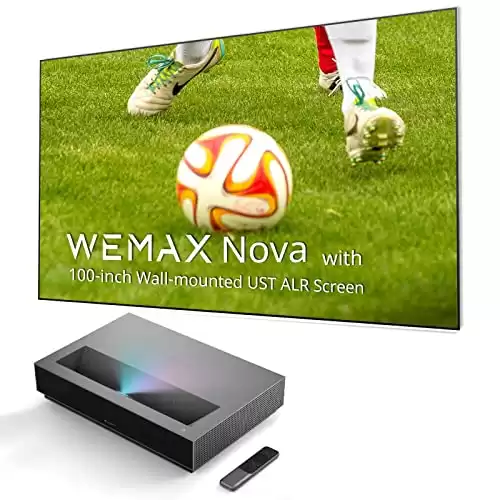 WEMAX Nova 4K UHD Ultra Short Throw UST Android TV Laser Projector with 100-Inch ALR Ambient Light Rejection UST Projector Screen