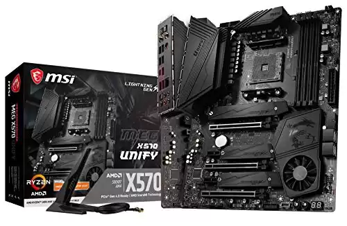 MSI Meg X570 Unify Motherboard (AMD AM4, DDR4, PCIe 4.0, SATA 6GB/s, M.2, USB 3.2 Gen 2, Ax Wi-Fi 6, Bluetooth 5, ATX)