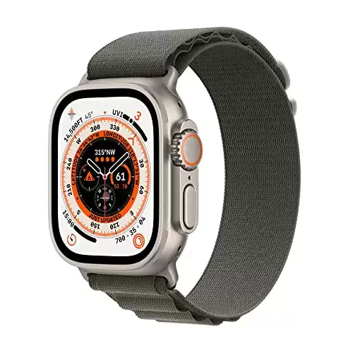 Apple Watch Ultra [GPS + Cellular 49mm] Smart Watch w/Rugged Titanium Case & Green Alpine Loop Medium. Fitness Tracker, Precision GPS, Action Button, Extra-Long Battery Life, Brighter Retina Displ...