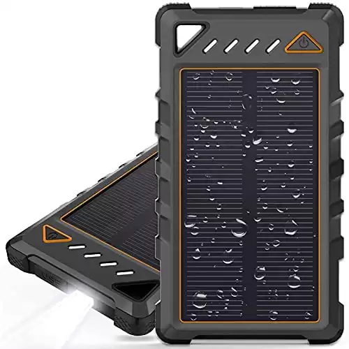 Portable Solar Charger, BEARTWO 10000mAh Ultra-Compact External Batteries with Dual USB Ports, Solar Power Bank with Flashlight for Camping, Outdoor Activities