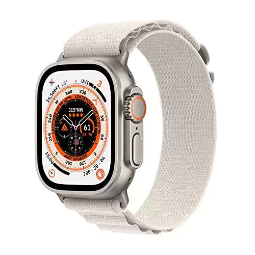 Apple Watch Ultra [GPS + Cellular 49mm] Smart watch w/Rugged Titanium Case & Starlight Alpine Loop Small Fitness Tracker, Precision GPS, Action Button, Extra-Long Battery Life, Brighter Retina Dis...