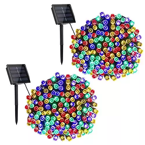 Toodour Solar String Lights, 2 Packs 72ft 200 LED 8 Modes Outdoor String Lights, Waterproof Solar Fairy Lights for Garden, Patio, Fence, Holiday, Party, Balcony Decorations (Multicolor)