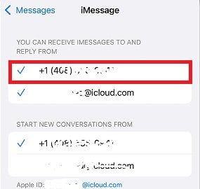 activate imessage with phone number