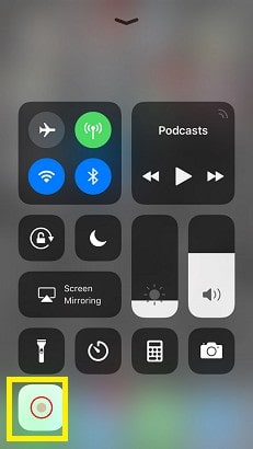 Once the meeting is over, go back to the Control Center, and click on the Screen Recording icon. When recording, the icon usually turns red.