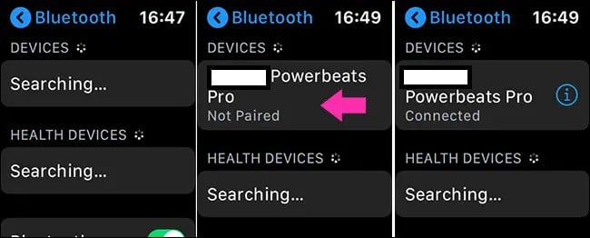 Manually connect AirPods to Apple Watch.