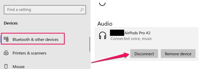 Open Bluetooth to disconnect.