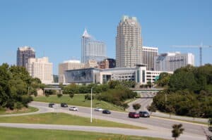 Downtown Raleigh from Western boulevard overpass