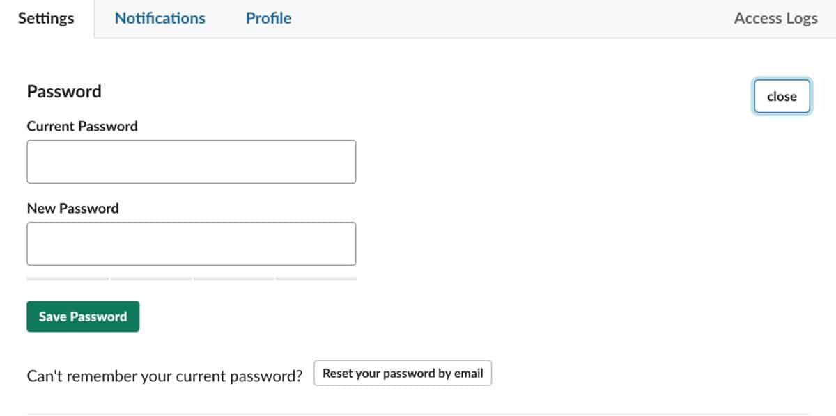How to change your Slack password