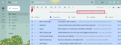 mass delete emails on gmail