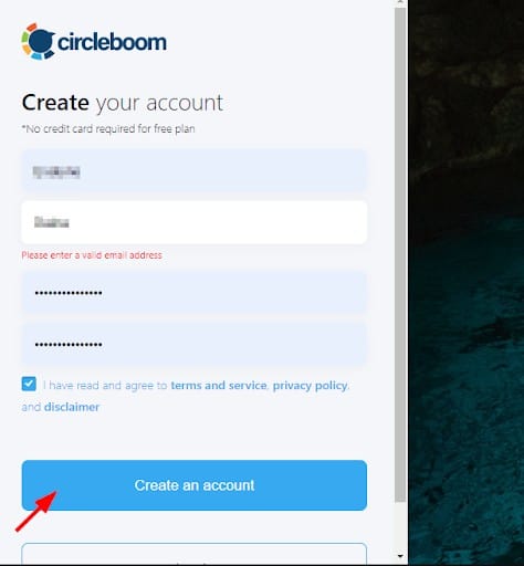 Click create an account.