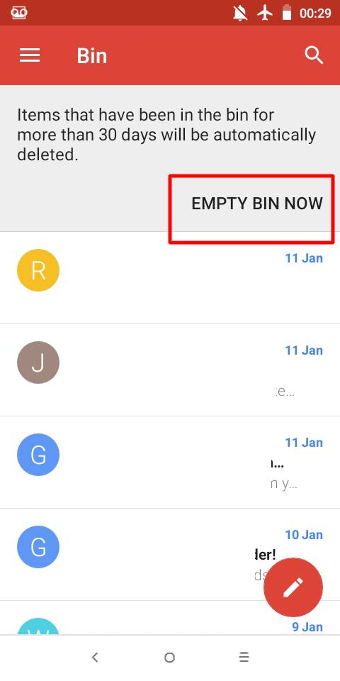 Empty trash Gmail