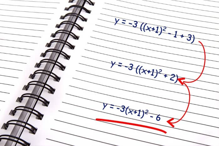 Simplify the formula again to obtain the vertex form