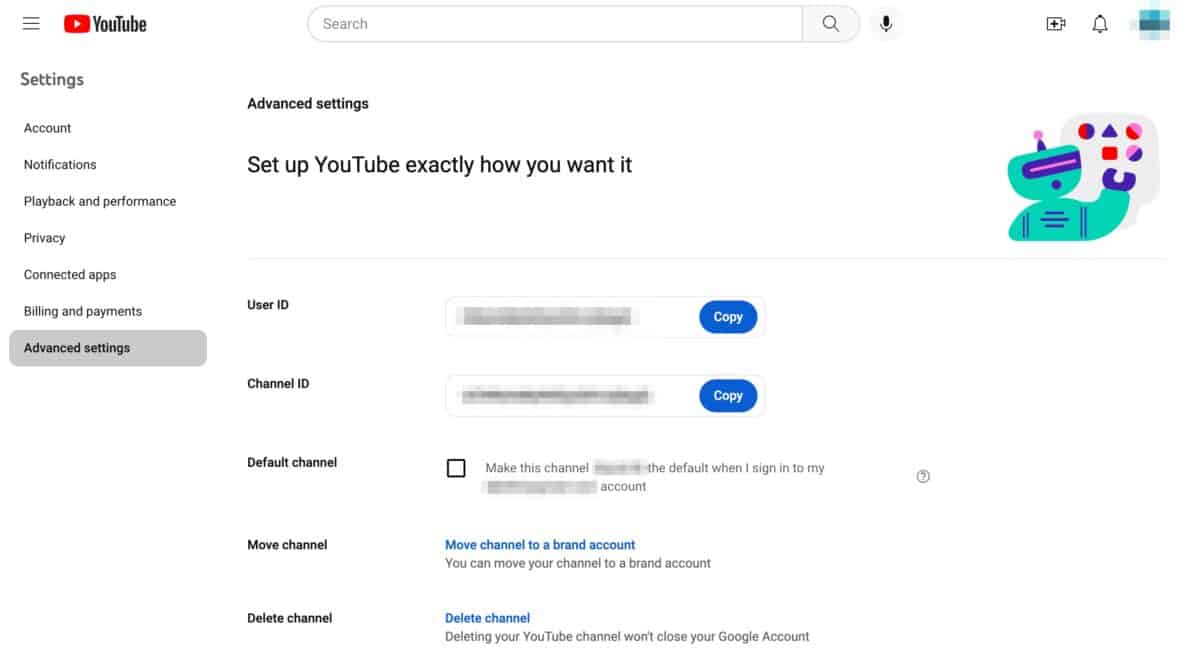 Advanced Settings is where you'll be able to control your channel and user settings.