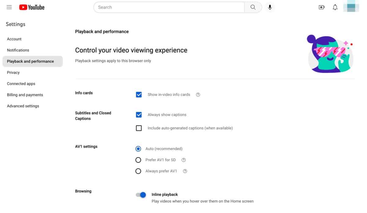 This is where you control your video viewing experience.
