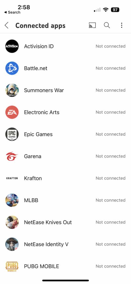 connected apps youtube
