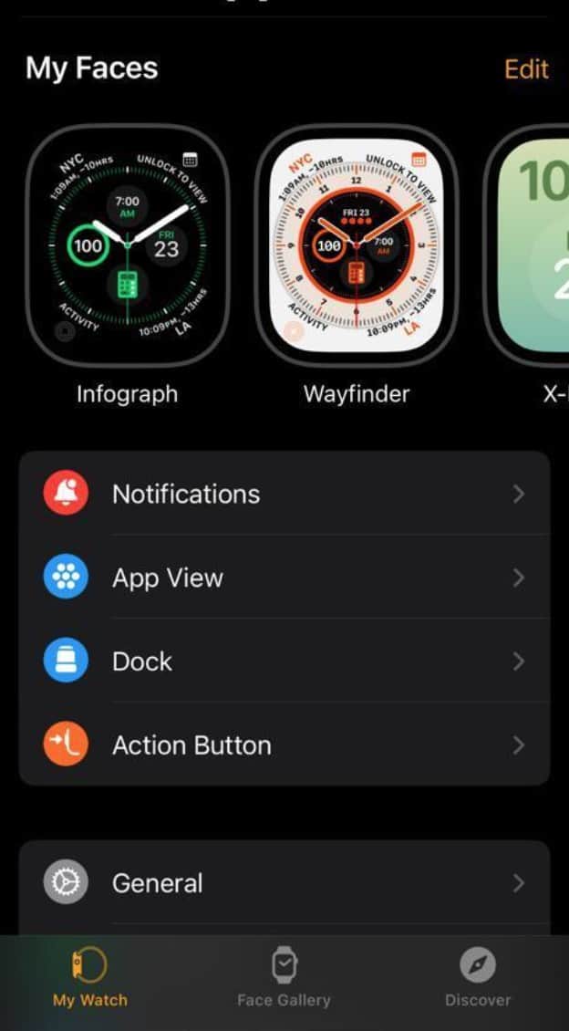2. Tap on the Watch app and go to the My Watch tab on your iPhone.