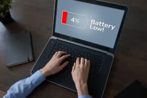battery low message on a lapto screen