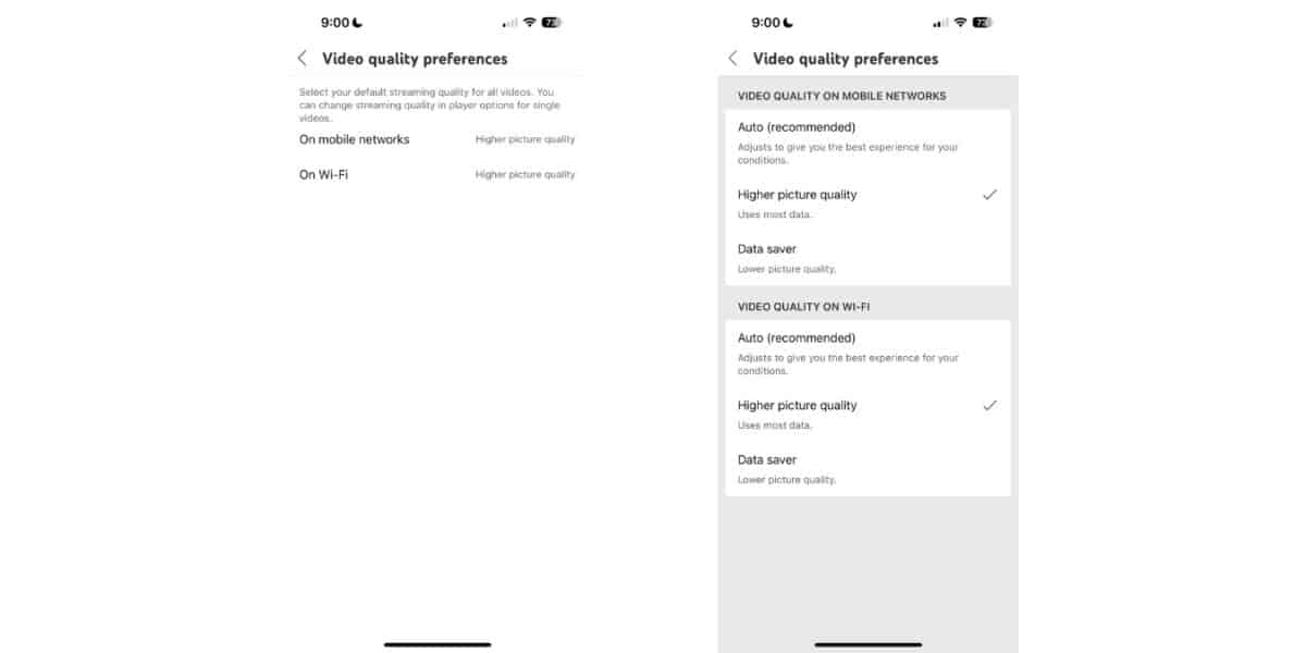 youtube playback and performance settings