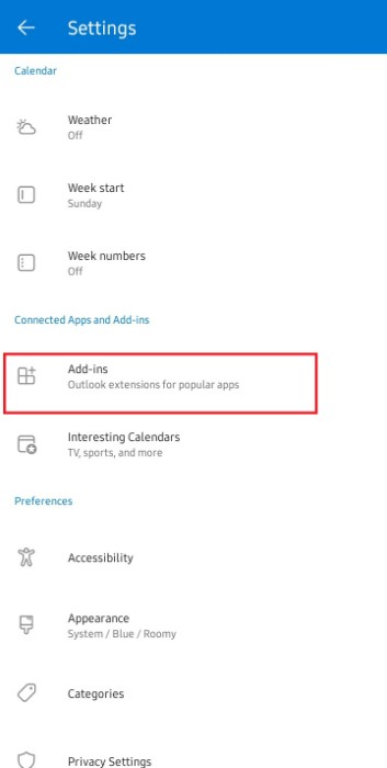 add zoom to outlook mobile app: Step 4: Select Add-Ins
