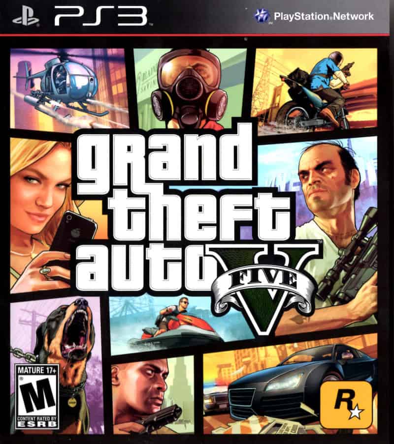 Front cover for the Grand theft auto 5 PlayStation game