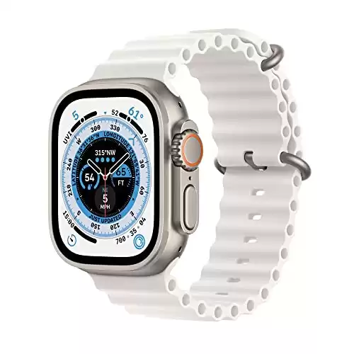 Apple Watch Ultra [GPS + Cellular 49mm] Smart Watch w/Rugged Titanium Case & White Ocean Band. Fitness Tracker, Precision GPS, Action Button, Extra-Long Battery Life, Brighter Retina Display