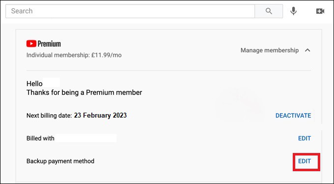 change billing and payment settings youtube