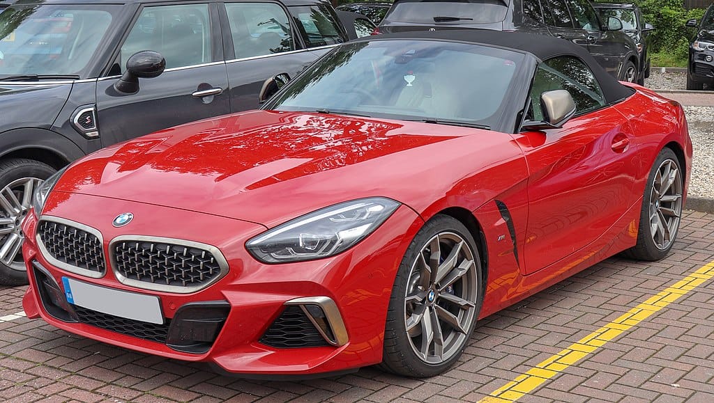 red BMW Z4 M40i parked outside