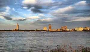 baton rouge skyline in the evening